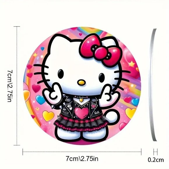 2 Car Coasters Hello Kitty Sanrio Car Drink Auto Vehicle Waterproof Goth Emo NEW - Picture 5 of 5